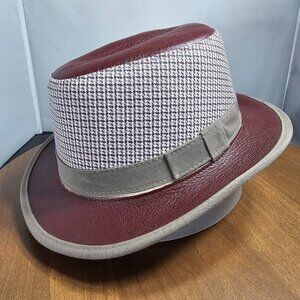 Eco Soho Leather / Fabric Fedora American Hat Makers | Burgundy | XX-LARGE RARE